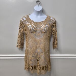 Soft Surroundings Crochet Lace Sweater Beach Pool Coverup Large Boho Casual